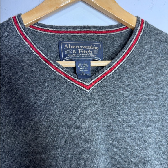 Vintage Abercrombie & Fitch Wool Blend Ringer Sweater Academia Preppy XL Y2K - Picture 5 of 8